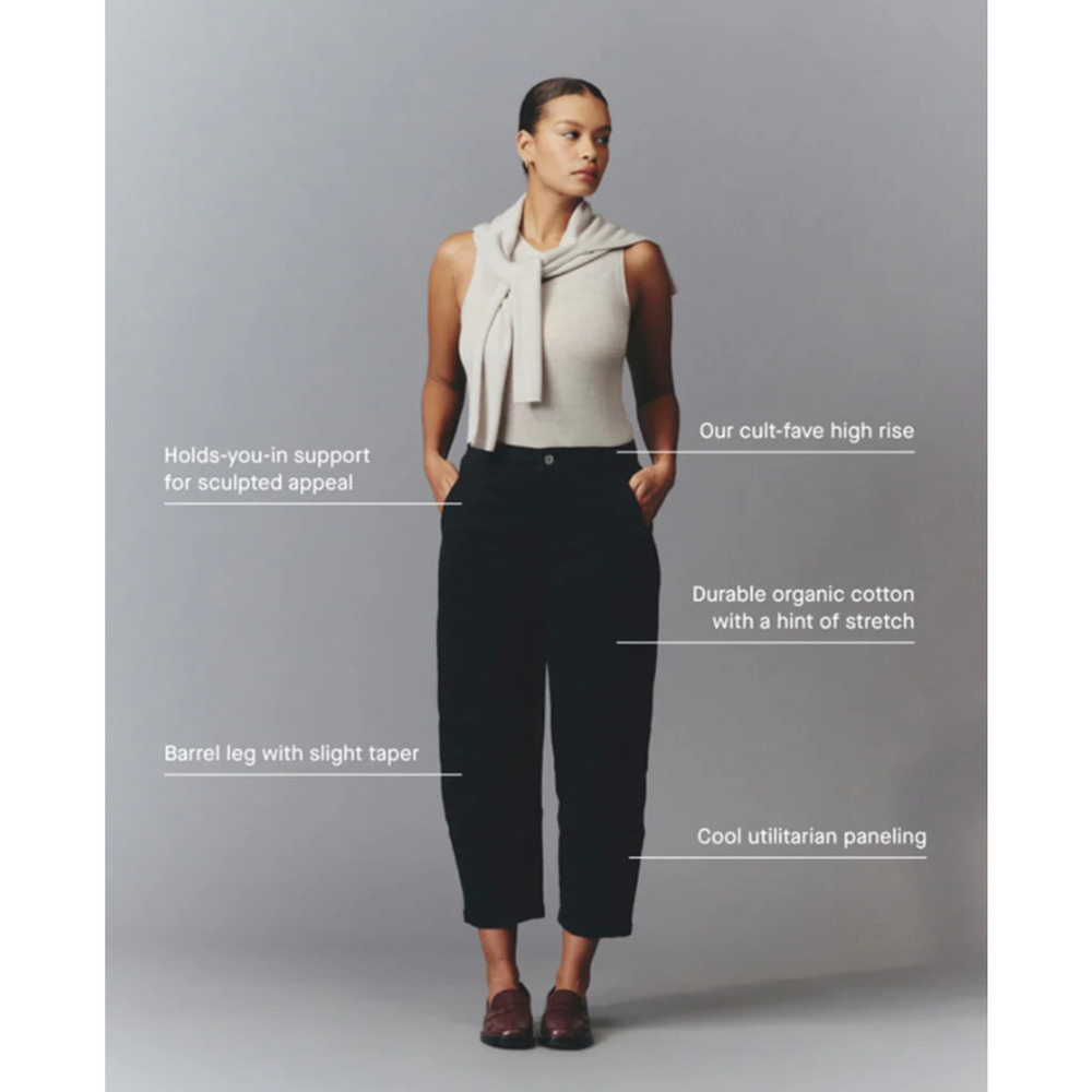 EVERLANE Women's The Utility Barrel Pants Size 10 TALL Black Cotton Twill NWT - Picture 3 of 14